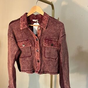 Mystree Burgundy Corduroy Jean Jacket